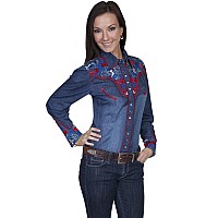 Colorful Floral Tooled Emb Shirt