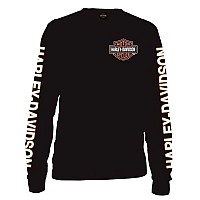 Harleydavidson Mens Long Sleeve Orange Bar Shield Black Shirt 30291744 4Xl