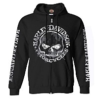 Harleydavidson Mens Zippered Sweatshirt Jacket Willie G Skull 30296647 L Black