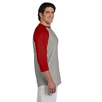 Champion Mens Raglan Baseball Tshirt Oxford Grayscarlet Medium