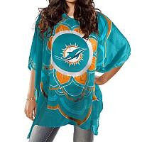 Littlearth Womens Nfl Miami Dolphins Sheer Caftan With Flower Design Team Color One Size