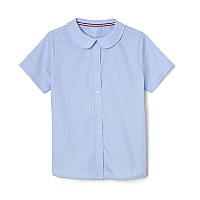 French Toast Womens Short Sleeve Peter Pan Collar Standard Plus Blouse Light Blue 16 Us