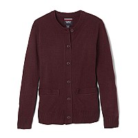 French Toast Girls Antipill Crew Neck School Uniform Cardigan Sweater Burgundy 1416 Us