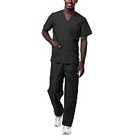 Sivvan Unisex Scrubs Classic Vneck Top Drawstring Pants Scrub Set S8400 Black Xs