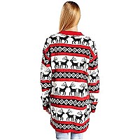 Womens Oversized Christmas Reindeer Cardigan Xx Large Red Reindeer Cardigan