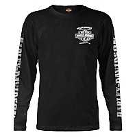 Harleydavidson Mens Skull Lightning Crest Graphic Long Sleeve Shirt Black