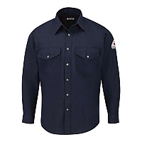 Bulwark Snapfront Uniform Shirt Nomex Iiia 45 Oz Long Sizes Navy Lt