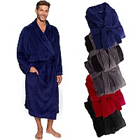 Ross Michaels Mens Robe Shawl Collar Wrap Style Mid Length Plush Fleece Bathrobe Navy 3Xlarge