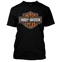 Harleydavidson Mens Orange Bar Shield Black Tshirt 30290591 M