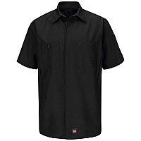 Red Kap Mens Standard Ripstop Crew Shirt Short Sleeve Black Xlarge