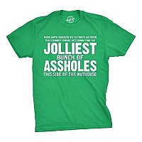 Crazy Dog Christmas Shirts For Men Jolliest Bunch Of Aholes T Shirt Funny Xmas Shirt Novelty Graphic Movie Tee For Guys Green X