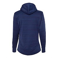 J America Womens Odyssey Striped Performance Fleece Lapover Hooded Sweatshirt Sapphire M