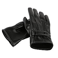 Mens Winter Touchscreen Synthetic Leather Gloves