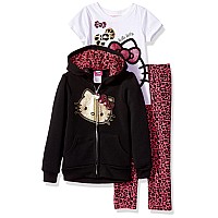 Hello Kitty Big Girls 3 Piece Hooded Legging Set Black 8