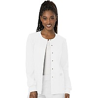 Snap Front Scrub Jackets For Women Workwear Revolution Soft Stretch Ww310 M White