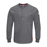 Bulwark Iq Series Plus Long Sleeve Henley Long Sizes Charcoal Lt