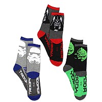 Star Wars Boys 3 Pack Socks Shoe 104 Sock 68 Greymulti Crew