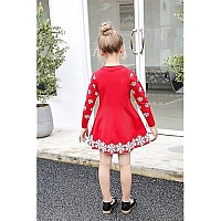 Smiling Pinker Little Girls Christmas Dress Reindeer Snowflake Xmas Gifts Winter Knit Sweater Dresses 23T Red