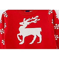 Smiling Pinker Little Girls Christmas Dress Reindeer Snowflake Xmas Gifts Winter Knit Sweater Dresses 23T Red