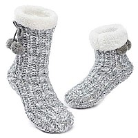 Maamgic Womens Knit Christmas Sherpa Slipper Socks Grippers Warm Sweater Bootie Thick Fleece Ladies Female Fuzzy Winter Socks