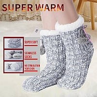 Maamgic Womens Knit Christmas Sherpa Slipper Socks Grippers Warm Sweater Bootie Thick Fleece Ladies Female Fuzzy Winter Socks