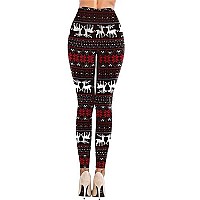 Christmas Eve Reindeer And Snowflake Leggings Stretchy Aztec Pants For Women Xl