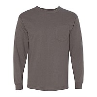 Bayside Usamade Long Sleeve Tshirt With A Pocket Charcoal S