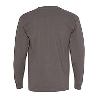 Bayside Usamade Long Sleeve Tshirt With A Pocket Charcoal S