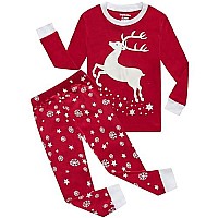 Dolphinfish Girls Pajamas Reindeer Glowinthedark Christmas Kids Pjs Cotton Toddler Clothes Size 8 Red