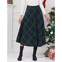 Long Skirts For Women Christmas Outfits Clothes Fall Winter High Waisted A Line Wool Plaid Maxi Skirt Long Green S