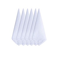 Mileymarla Ladies Embroidery Cotton White Handkerchiefs Lace Wedding Hankiesb6Pcs