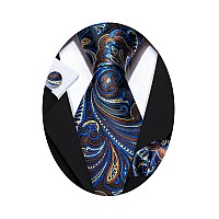 Barrywang Paisley Mens Ties Woven Necktie Hanky Cufflinks