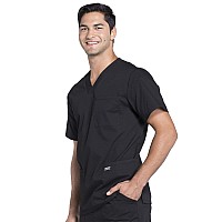 Cherokee Scrubs For Men Workwear Professionals Vneck Fourpocket Scrub Top Ww695 L Black