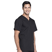 Cherokee Scrubs For Men Workwear Professionals Vneck Fourpocket Scrub Top Ww695 L Black