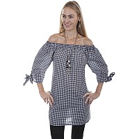 Gingham Blouse Wcorset Tie Back