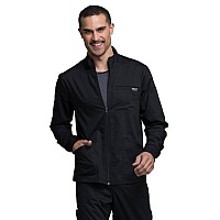 Cherokee Men Warm Up Scrub Jacket With Zip Front Ww320 L Black