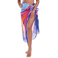 Missshorthair Womens Chiffon Beach Pareos Sarong Sheer Swimsuit Cover Ups Swimwear Bikini Wrap