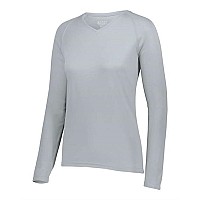 Augusta Sportswear Womens Attain Wicking Long Sleeve Shirt Silver S