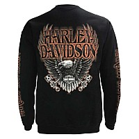 Harleydavidson Mens Eagle Piston Fleece Pullover Sweatshirt Black Xl