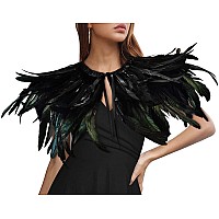 Homelex Black Witch Feather Collar Crow Shawl Costume Halloween Swan Wings Accessories Cape For Women