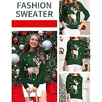 V28 Ugly Christmas Sweater Women Girls Cute Shining Reindeer Pullover Sweater M Dark Green Lightgold Deer