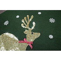 V28 Ugly Christmas Sweater Women Girls Cute Shining Reindeer Pullover Sweater M Dark Green Lightgold Deer