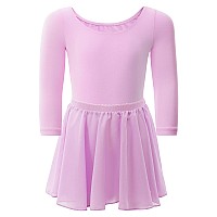 Wegetit Gymnastics Leotard For Girls Toddler Dance Outfit Ballet Bodysuit Tutu Skirt Long Sleeve 4T 5T Purple 46 Years