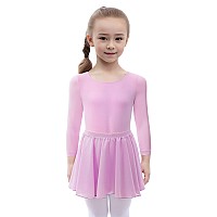 Wegetit Gymnastics Leotard For Girls Toddler Dance Outfit Ballet Bodysuit Tutu Skirt Long Sleeve 4T 5T Purple 46 Years