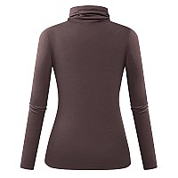 Herou Womens Long Sleeve Lightweight Soft Pullover Turtleneck Tops Shirts Cappuccino Brown Small