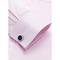 Jver Mens French Cuff Dress Shirts Regular Fit Long Sleeve Spead Collar Metal Cufflink Colorpink Size 165 Neck 34