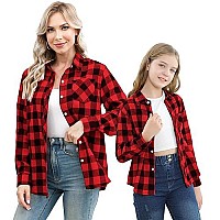 Sangtree Family Matching Flannel Shirts Christmas Girls Flannel Shirts Long Sleeve Button Down Plaid Shirts Red 23T Tag 100