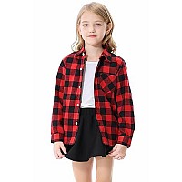 Sangtree Family Matching Flannel Shirts Christmas Girls Flannel Shirts Long Sleeve Button Down Plaid Shirts Red 23T Tag 100