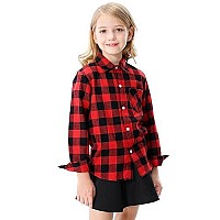 Sangtree Family Matching Flannel Shirts Christmas Girls Flannel Shirts Long Sleeve Button Down Plaid Shirts Red 23T Tag 100