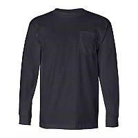 Bayside Usamade Long Sleeve Tshirt With A Pocket Navy M